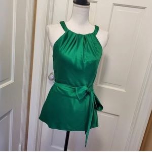 Ann Taylor emerald green shiny halter top